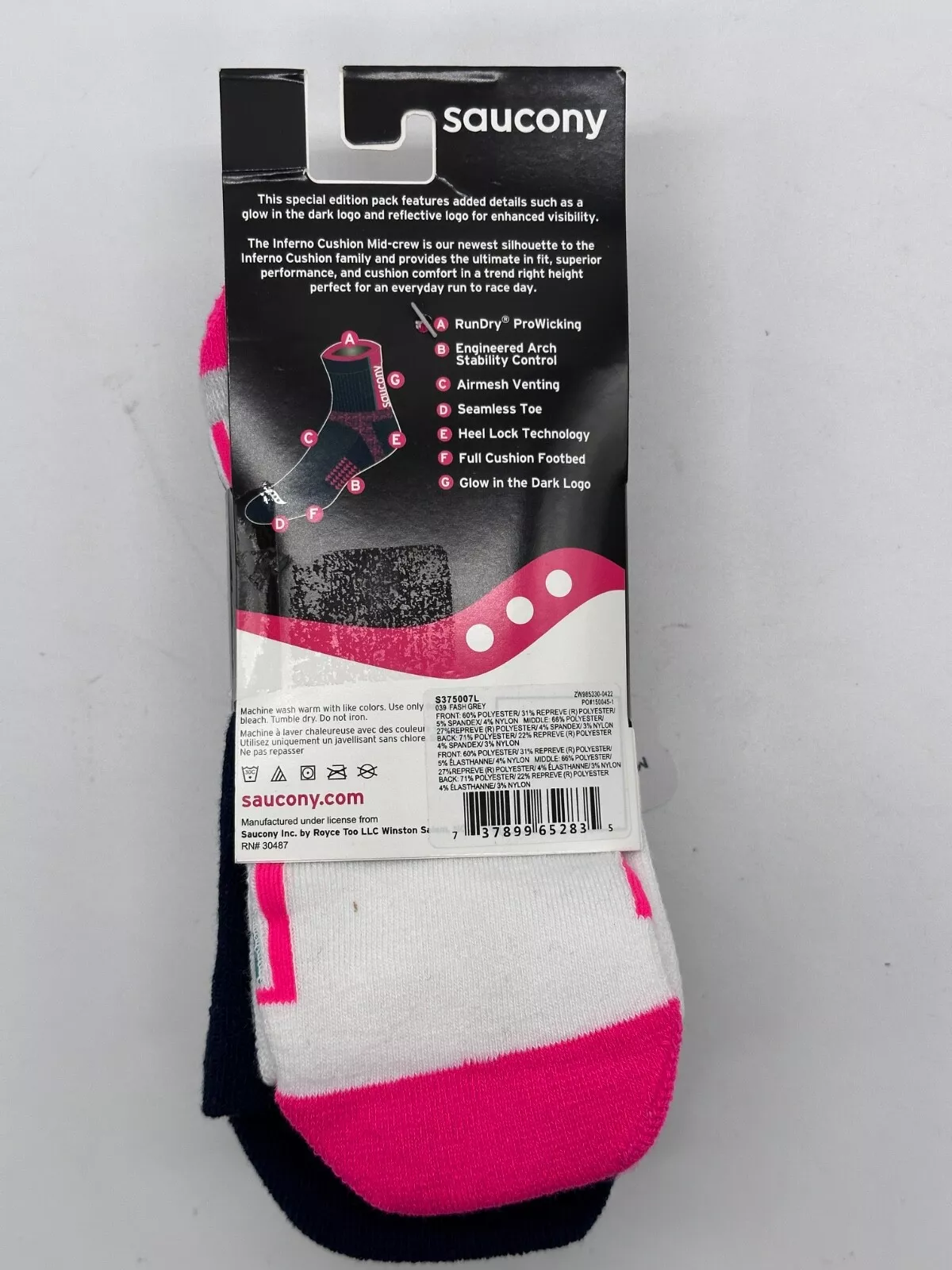 Saucony Inferno Cushion Limited Edition Socks  : Quarter Crew Unisex