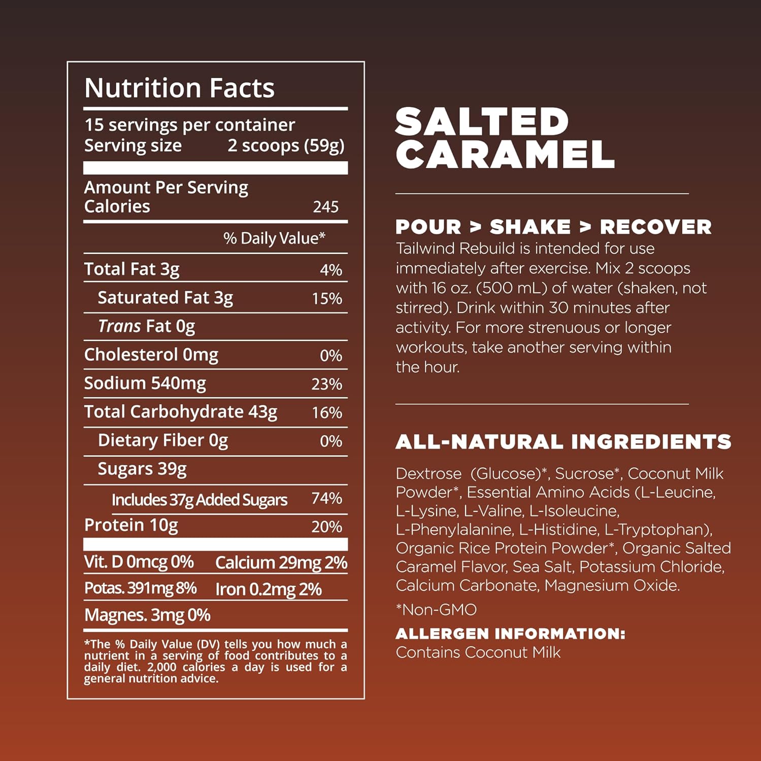 Tailwind Nutrition  Recovery 15 serving : Salted caramel